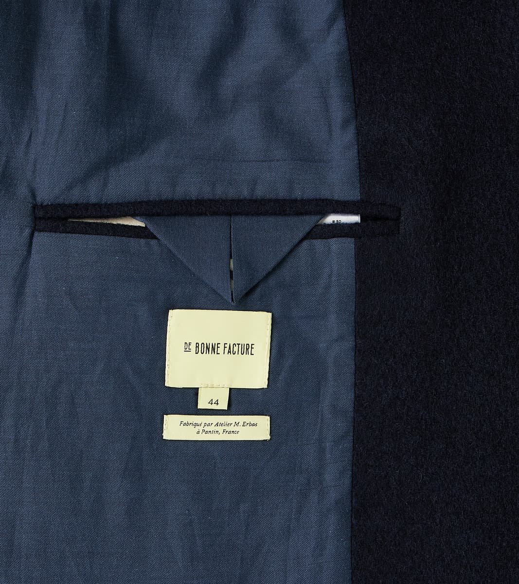 Italian Ratine Camelhair Wool Cloth Writers Coat - Navy