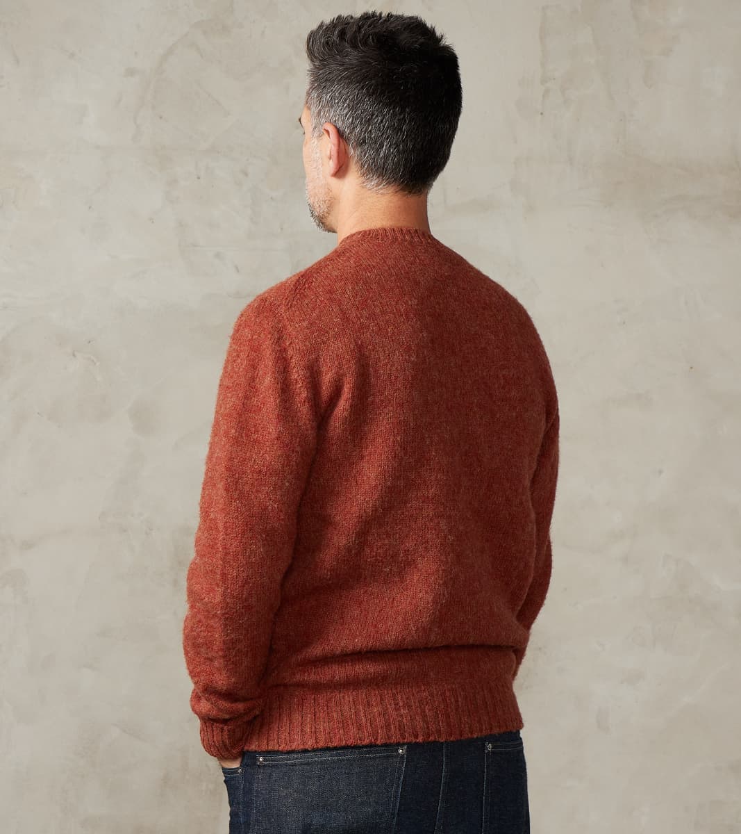 Italian Brushed Wool Shaggy Sheep Crewneck Jumper - Heathered Paprika