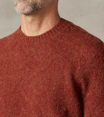 Italian Brushed Wool Shaggy Sheep Crewneck Jumper - Heathered Paprika