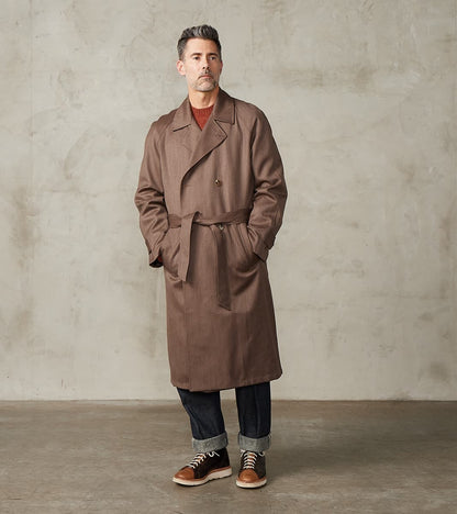 De Bonne Facture English Wool & Cotton Covert Cloth Grandad Trench Coa…