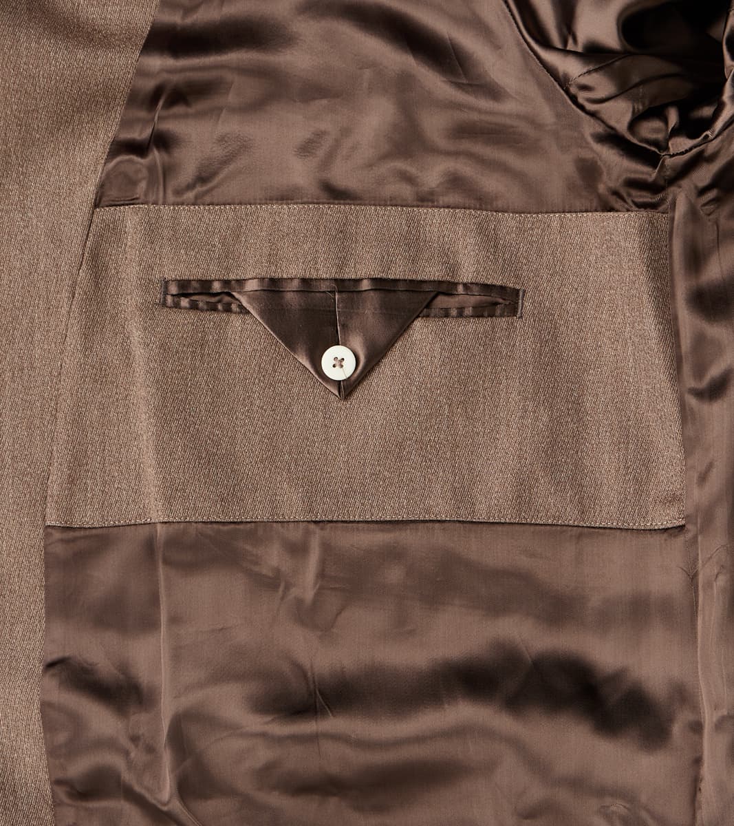English Wool & Cotton Covert Cloth Grandad Trench Coat - Taupe