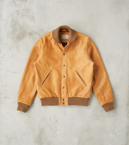 Dehen 1920 All-City Varsity Jacket - Natural Cowhide Leather - Rust