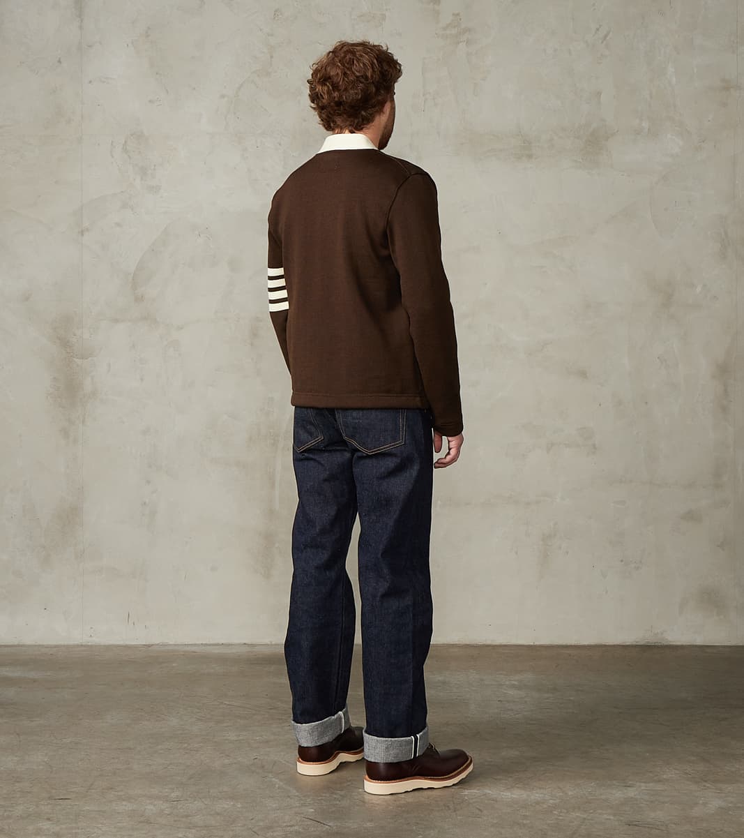 Barrister Cardigan - Brown & Vintage White