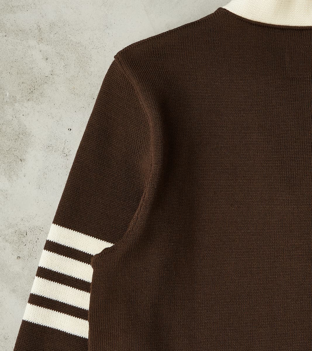 Barrister Cardigan - Brown & Vintage White