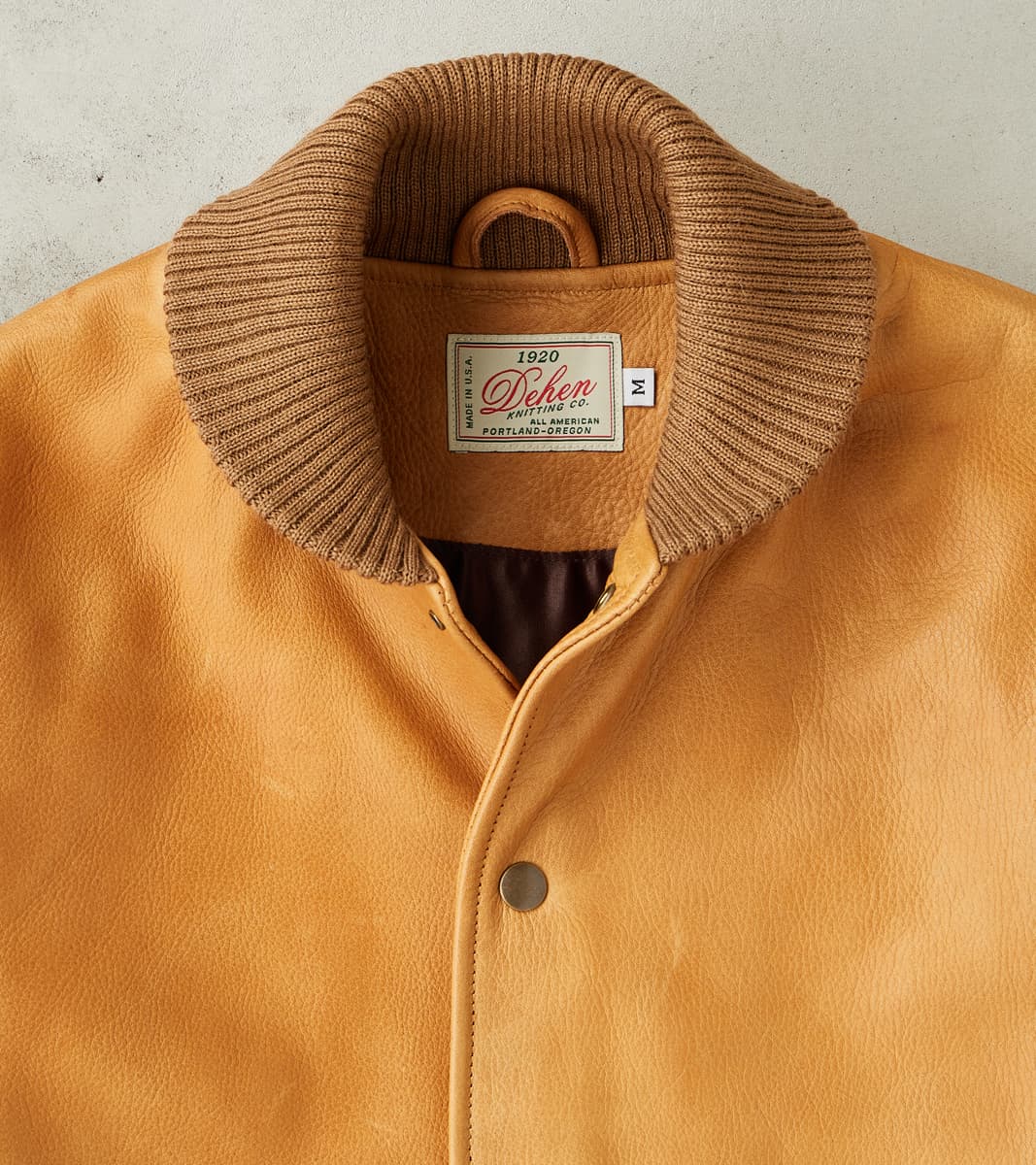 All-City Varsity Jacket - Natural Cowhide Leather - Rust