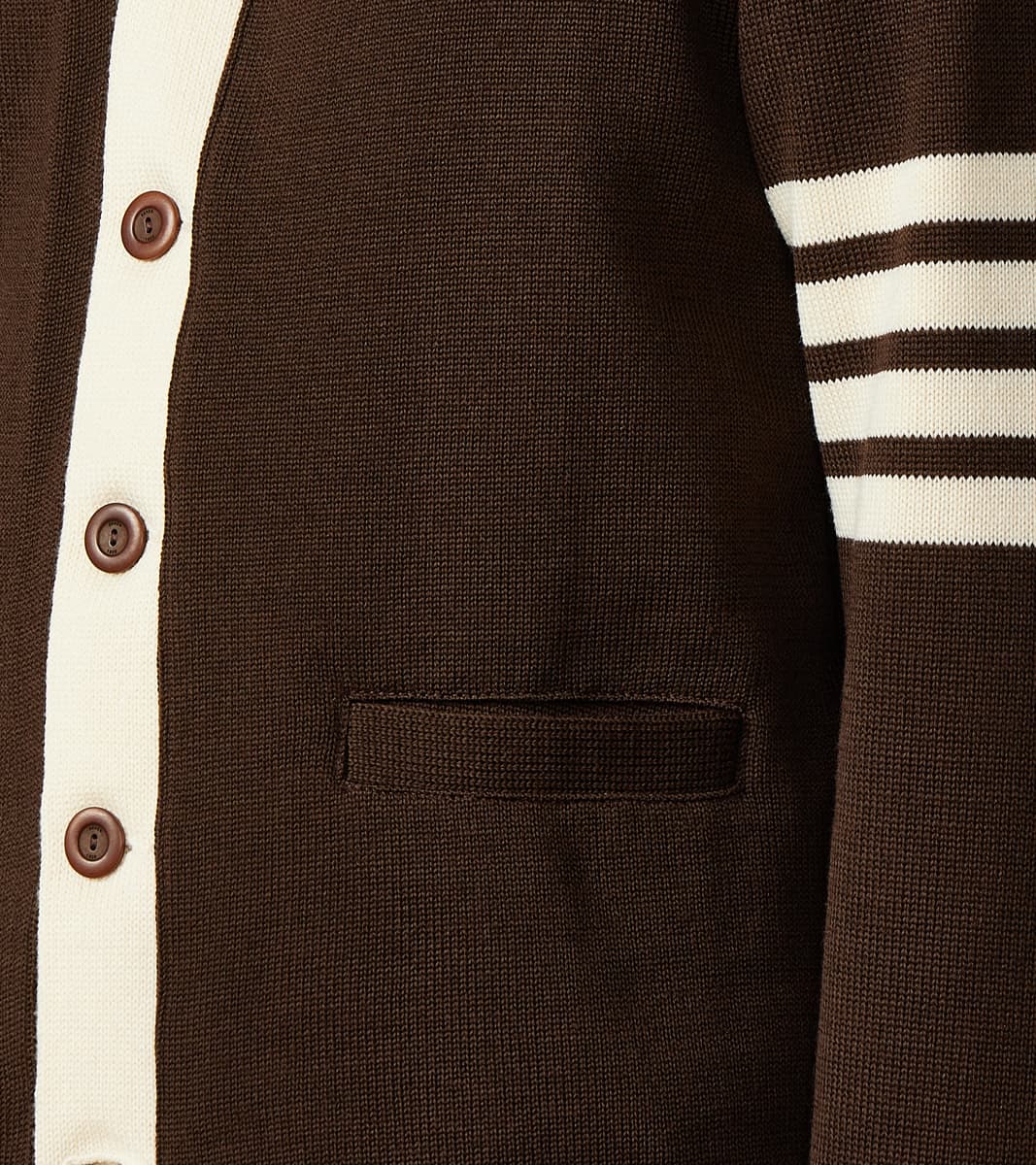 Barrister Cardigan - Brown & Vintage White