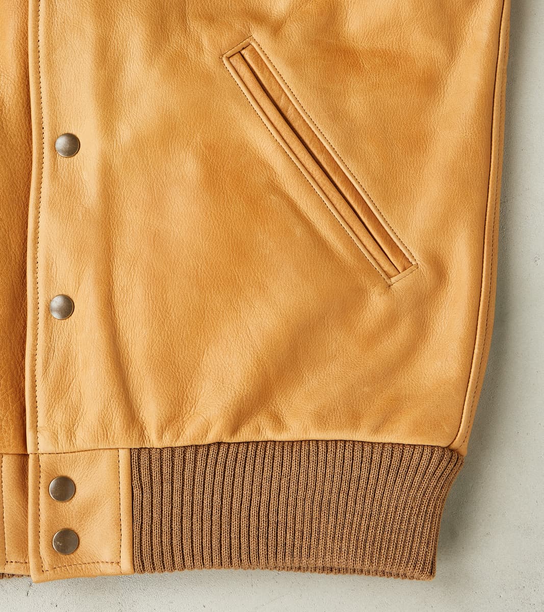 All-City Varsity Jacket - Natural Cowhide Leather - Rust