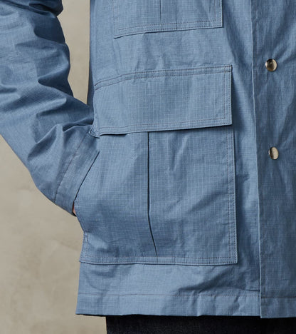 Heavy Duty Raincoat - H.Stevensons® Dry Waxed Ripstop - Faded Blue