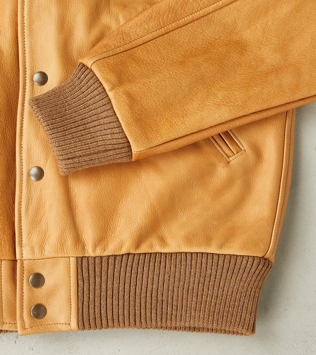 All-City Varsity Jacket - Natural Cowhide Leather - Rust