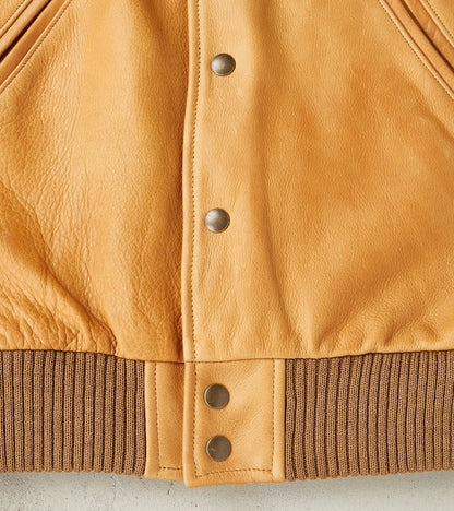 All-City Varsity Jacket - Natural Cowhide Leather - Rust