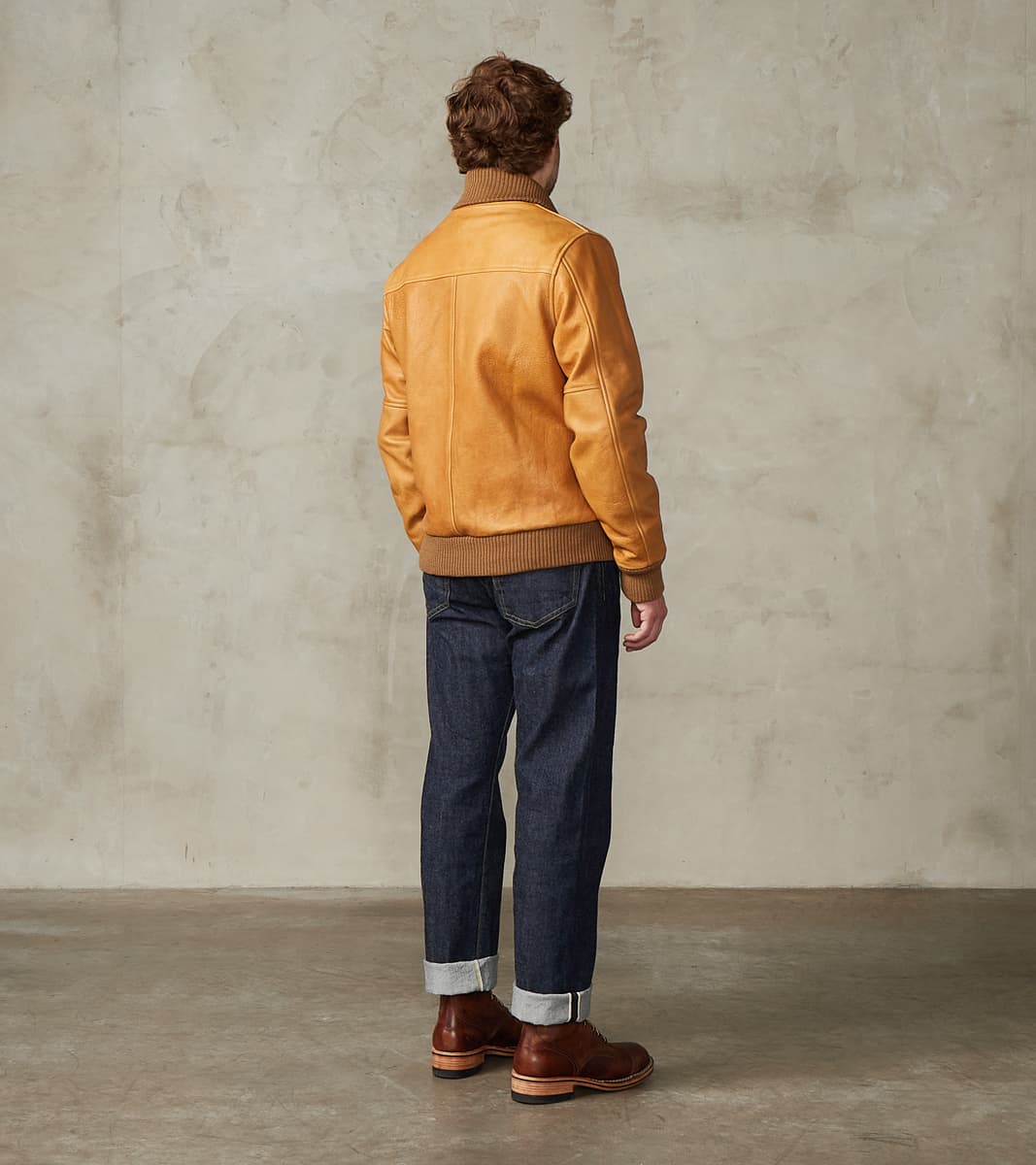 All-City Varsity Jacket - Natural Cowhide Leather - Rust