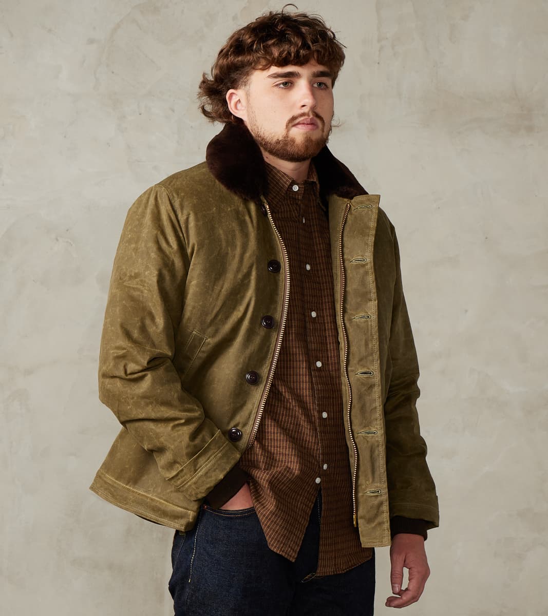 Dehen 1920 x Division Road N-1 Deck Jacket - 7oz Martexin Waxed Sailcloth - Milit…