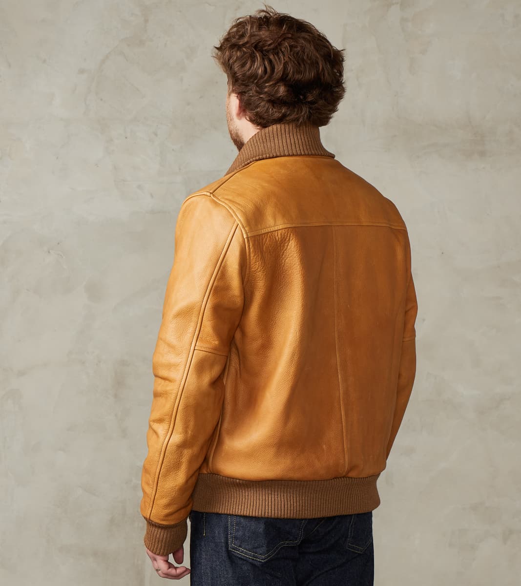 All-City Varsity Jacket - Natural Cowhide Leather - Rust