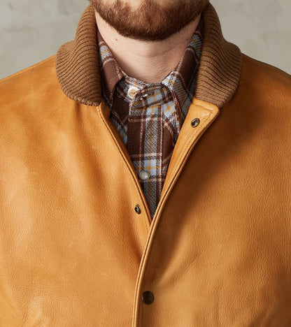 All-City Varsity Jacket - Natural Cowhide Leather - Rust