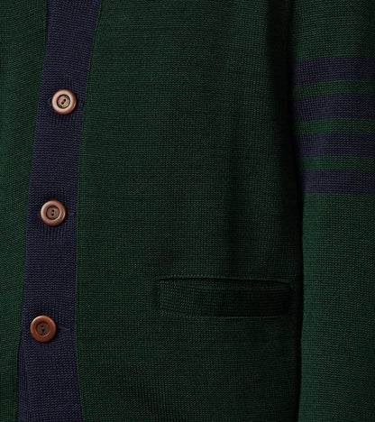 Barrister Cardigan - Pine & Navy