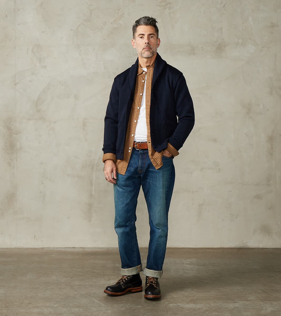 Dehen 1920 x Division Road Shawl Cardigan - Navy