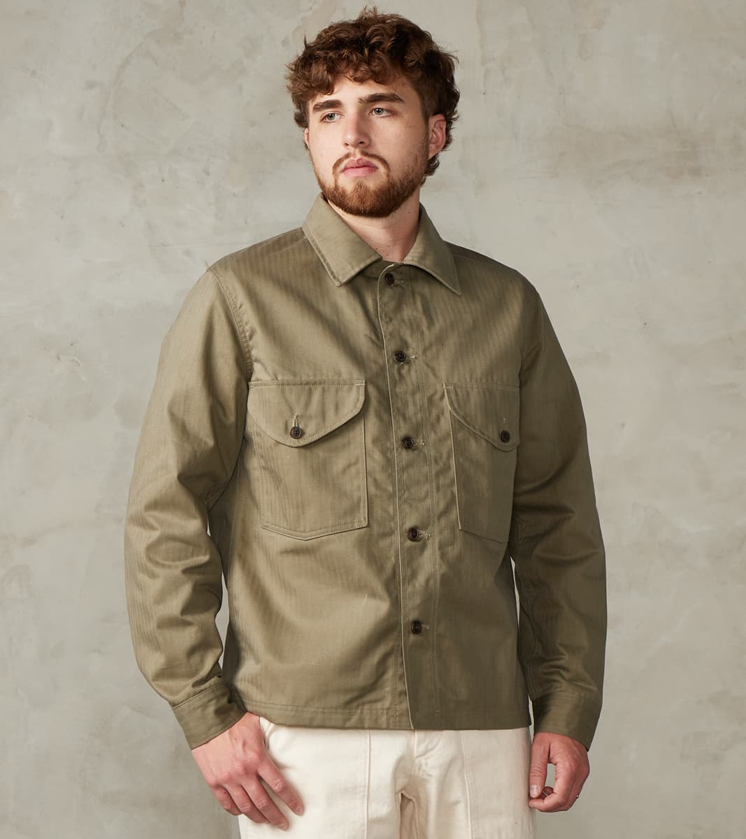 Skyline Overshirt - 12oz H.Stevensons® Dry Waxed Herringbone - Sage