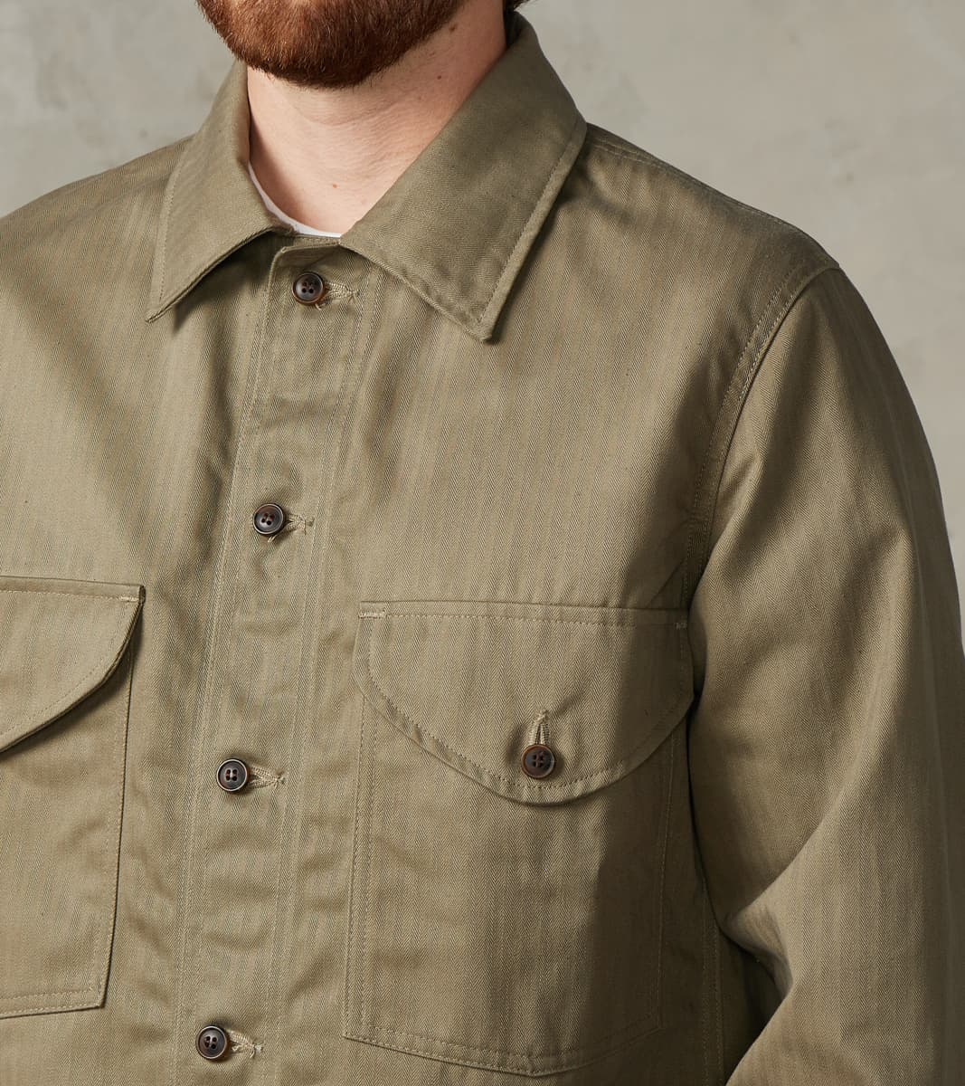 Skyline Overshirt - 12oz H.Stevensons® Dry Waxed Herringbone - Sage