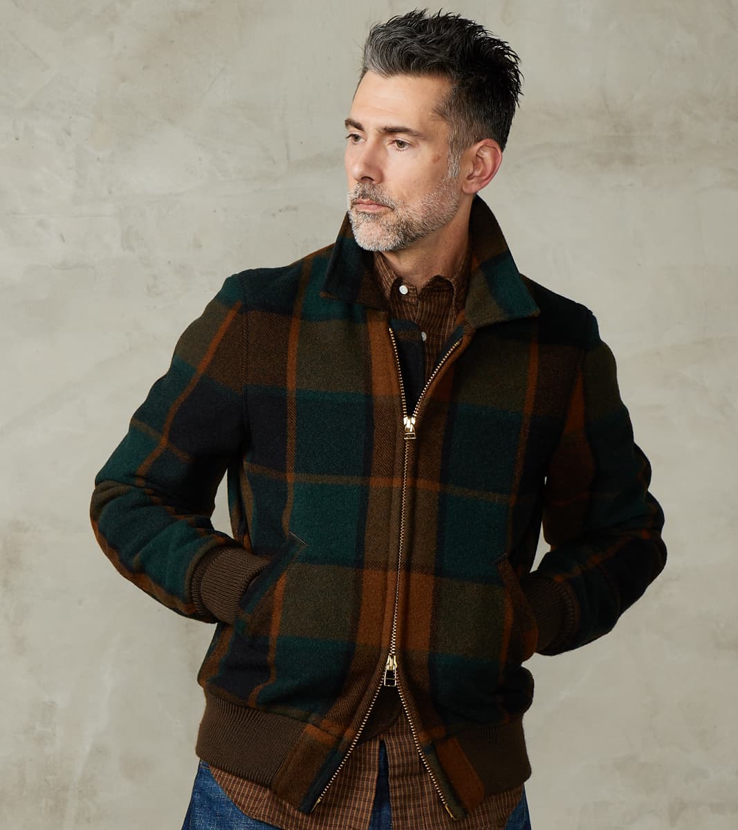 Dehen 1920 Weekender Jacket - Melton Wool Twill - Oregon Plaid