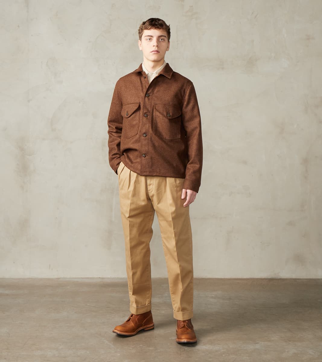 Skyline Overshirt - A.Moon® Shetland Plain Twill - Tobacco Brown Mix