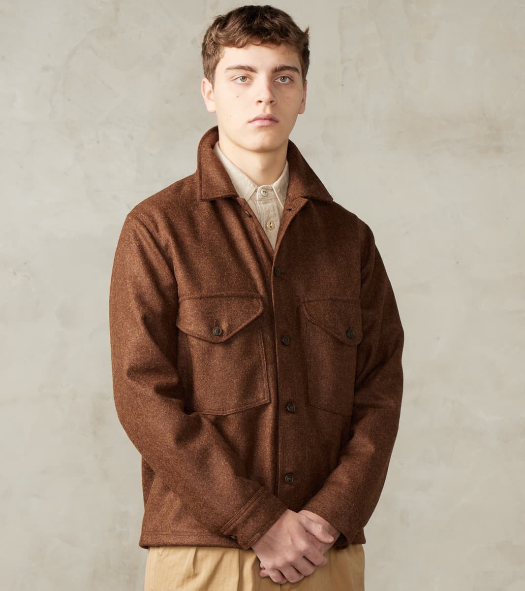 Dehen 1920 Skyline Overshirt - A.Moon® Shetland Plain Twill - Tobacco …