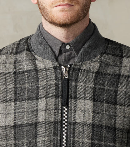 Flyers Club Bomber - Fox Brothers® Tweed - Slate Grey Check