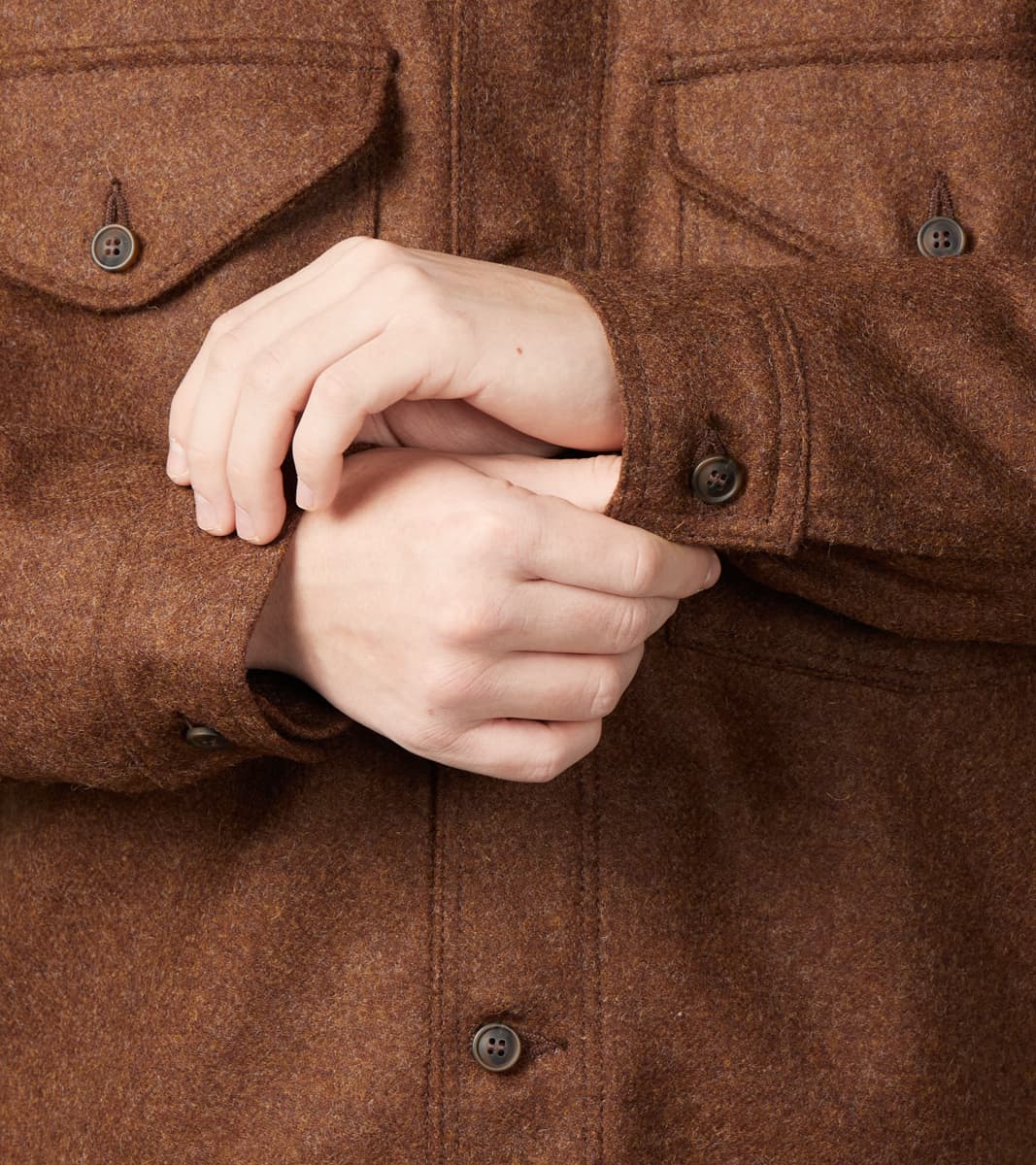 Skyline Overshirt - A.Moon® Shetland Plain Twill - Tobacco Brown Mix