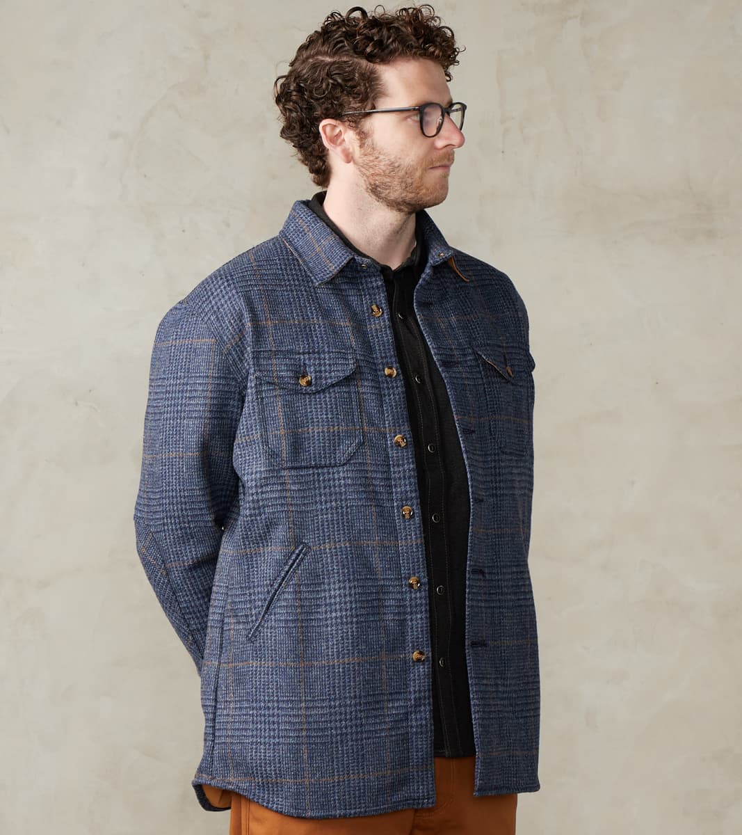 Dehen 1920 x Division Road Crissman Overshirt - Fox Brothers® Tweed - Navy Prince…