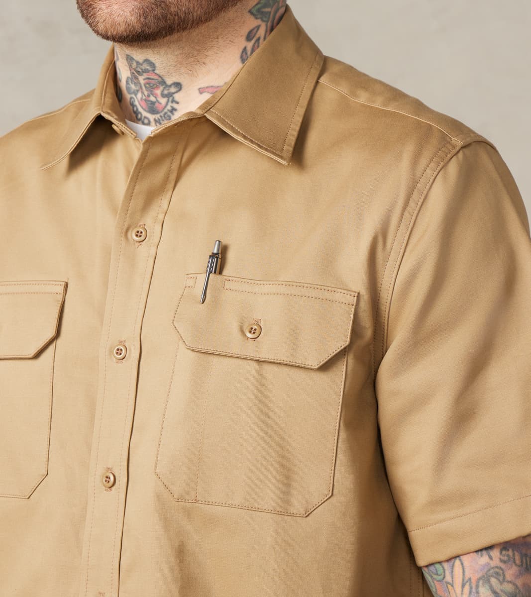 Drover Shirt - Japanese Military Canvas - Alvord Khaki