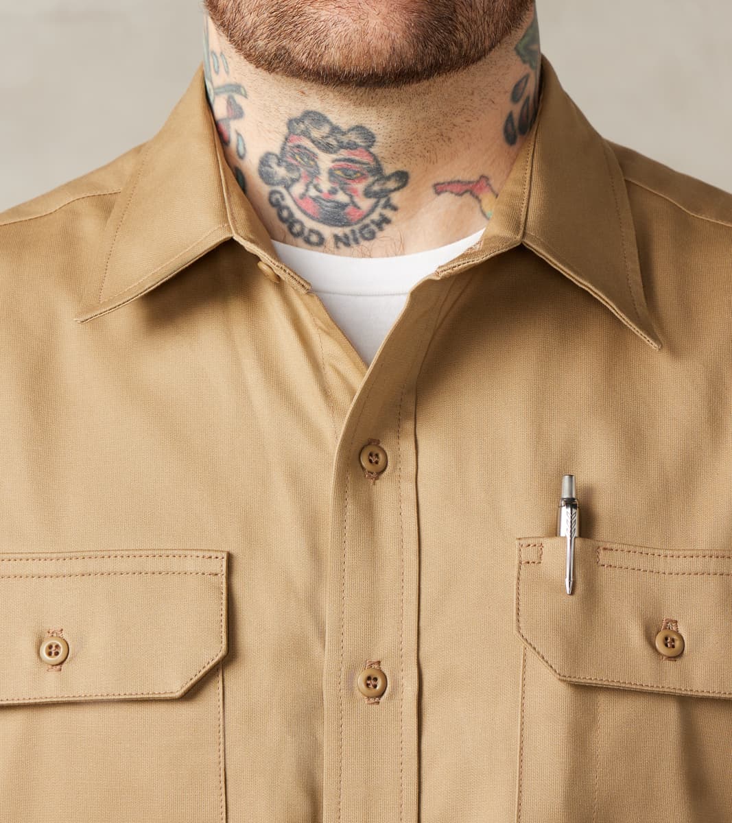 Drover Shirt - Japanese Military Canvas - Alvord Khaki