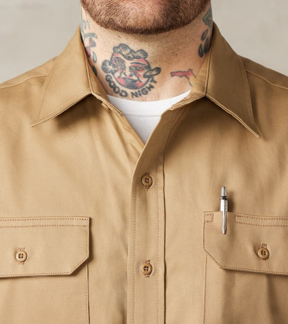 Drover Shirt - Japanese Military Canvas - Alvord Khaki