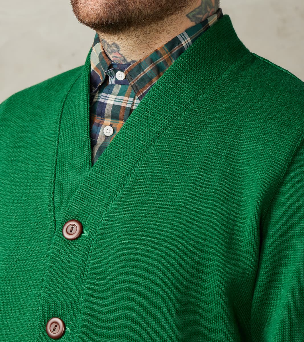 Collegiate Cardigan - Kelly Green/Luggage