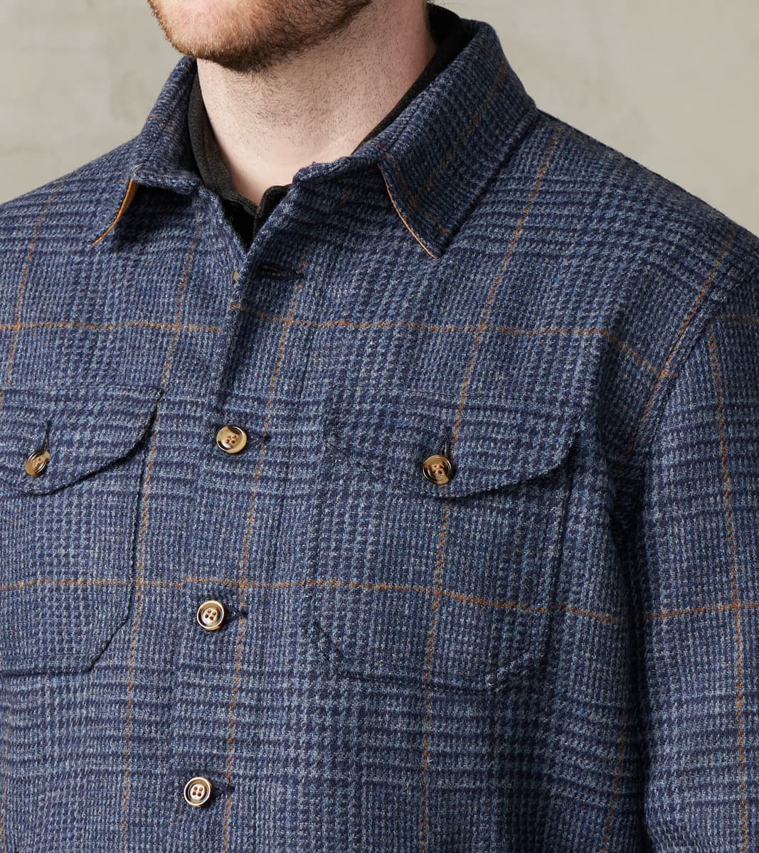 Crissman Overshirt - Fox Brothers® Tweed - Navy Prince of Wales Check