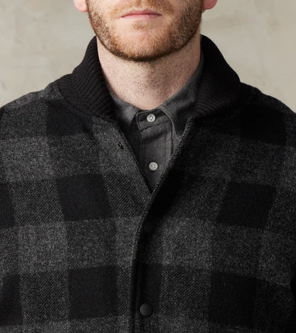 Varsity Jacket - Abraham Moon® Charcoal Rob Roy Plaid & Black Leather