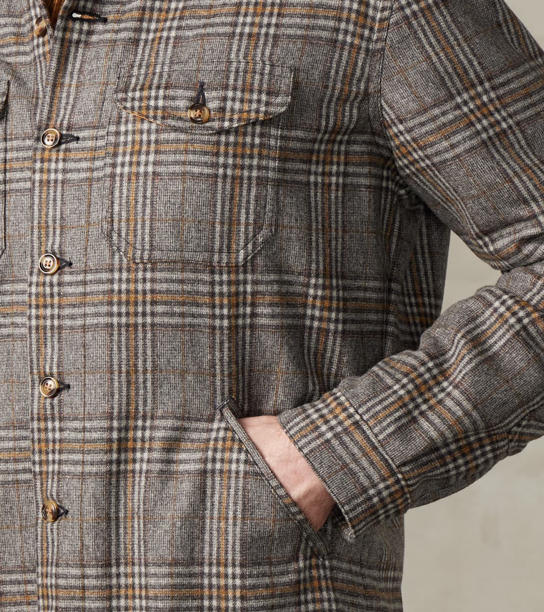 Crissman Overshirt - Fox Brothers® Flannel - Stone Grey Glen Check