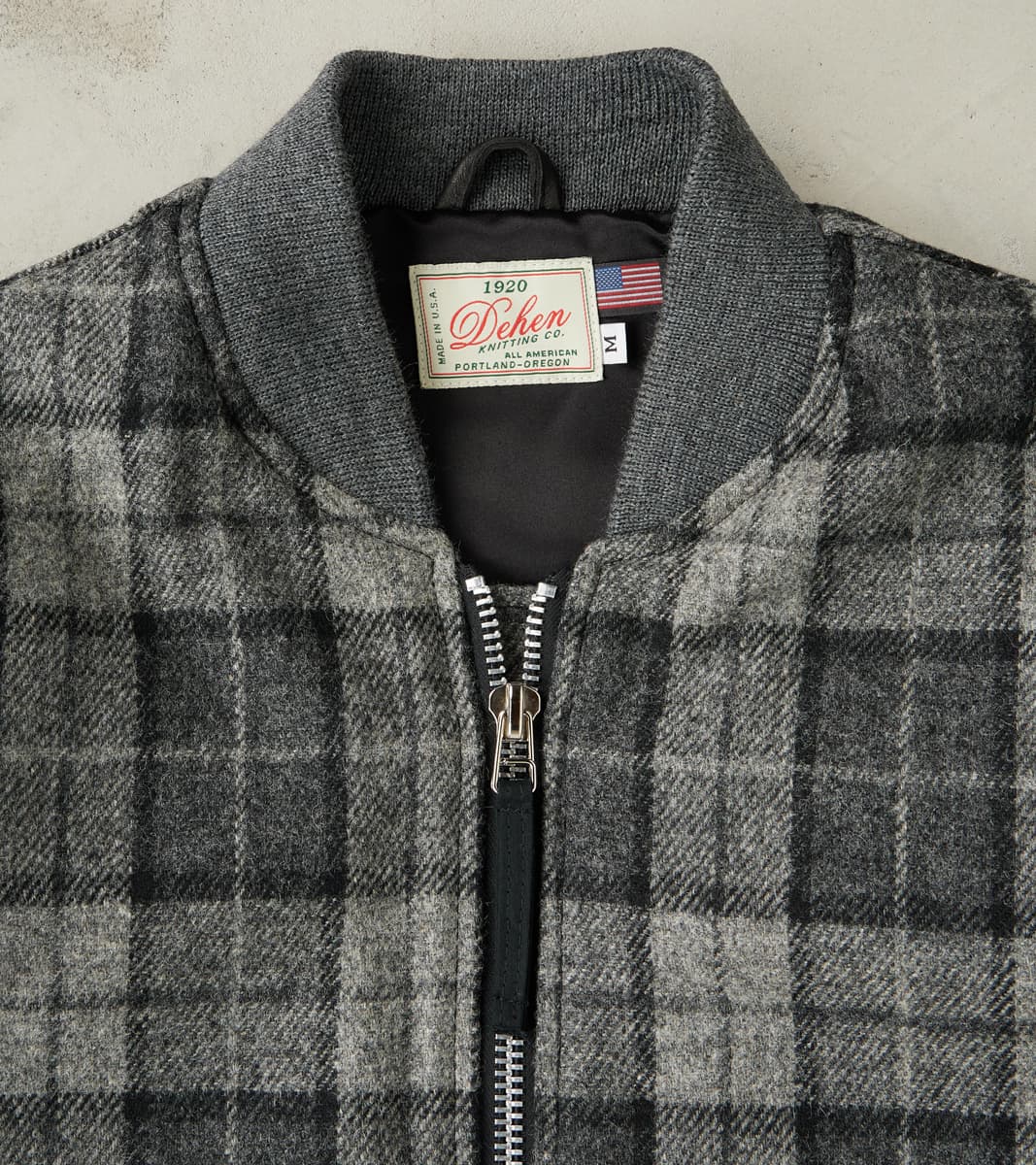 Flyers Club Bomber - Fox Brothers® Tweed - Slate Grey Check