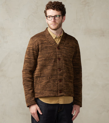 Dehen 1920 x Division Road Collegiate Cardigan - Brown & Dark Tan Melange