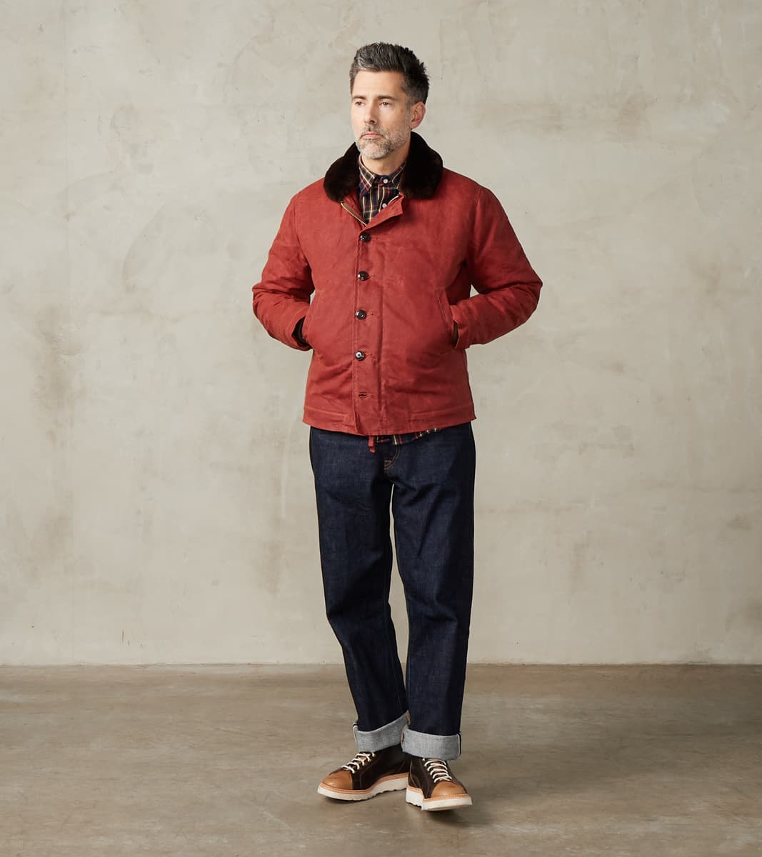 N-1 Deck Jacket - 7oz Martexin Waxed Sailcloth - Brick