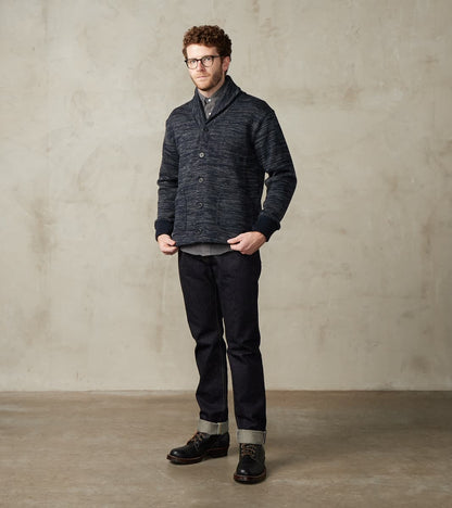 Shawl Cardigan - Dark Navy & Charcoal Melange