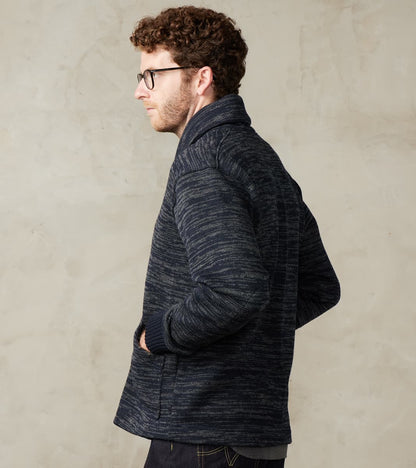 Shawl Cardigan - Dark Navy & Charcoal Melange