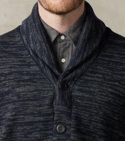 Shawl Cardigan - Dark Navy & Charcoal Melange