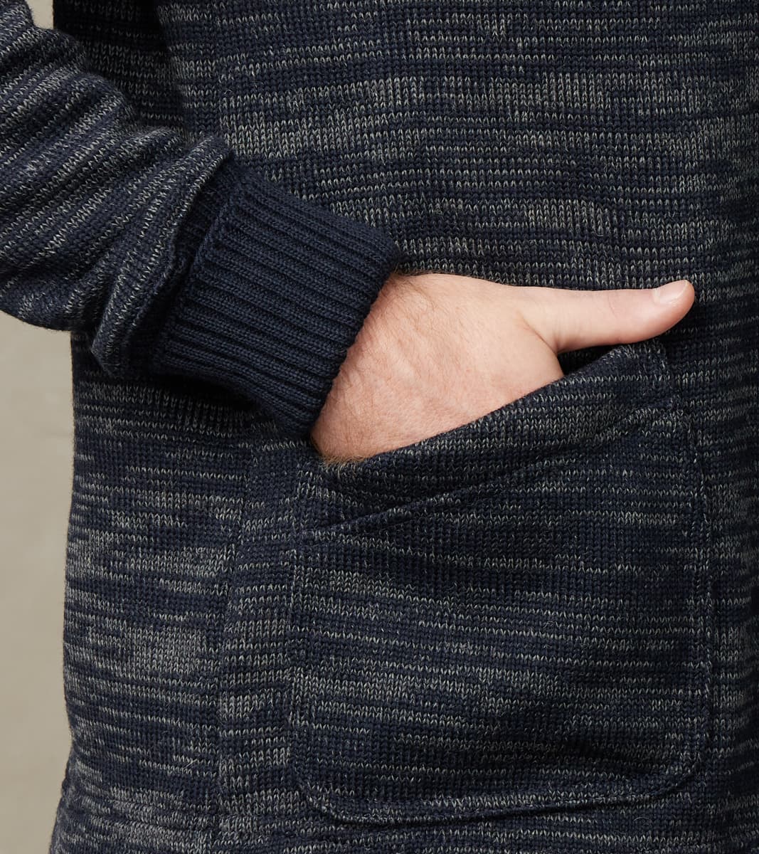 Shawl Cardigan - Dark Navy & Charcoal Melange