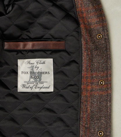 Varsity Jacket - Fox Brothers® Amber Brown Windowpane Tweed & Antique Brandy Leather