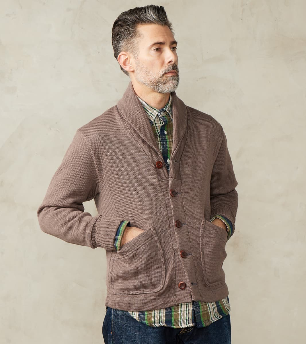 Dehen 1920 x Division Road Shawl Cardigan - Smoke