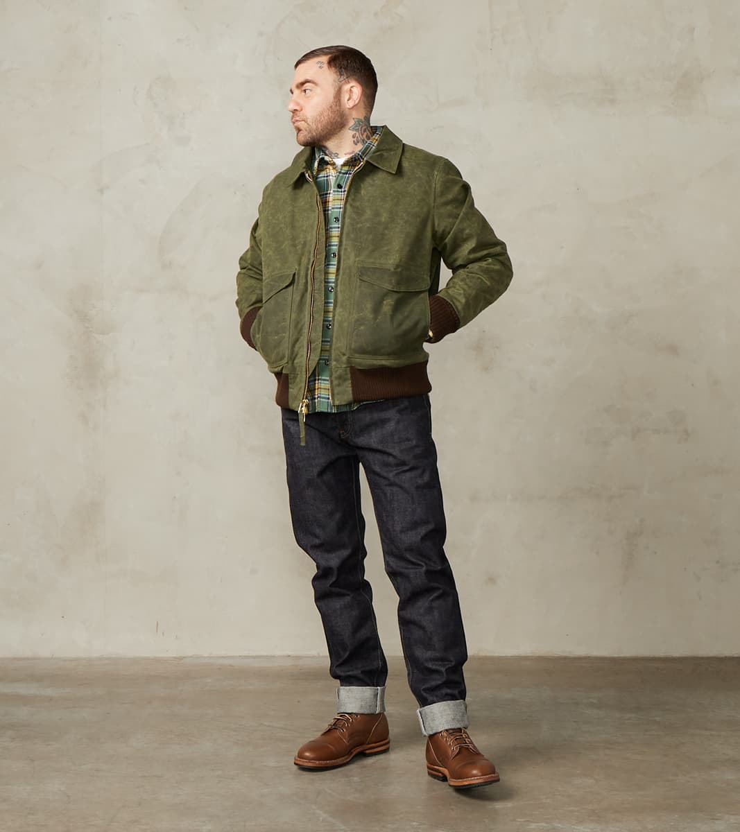 Carrier Jacket - 10oz Martexin Waxed Army Duck - Olive