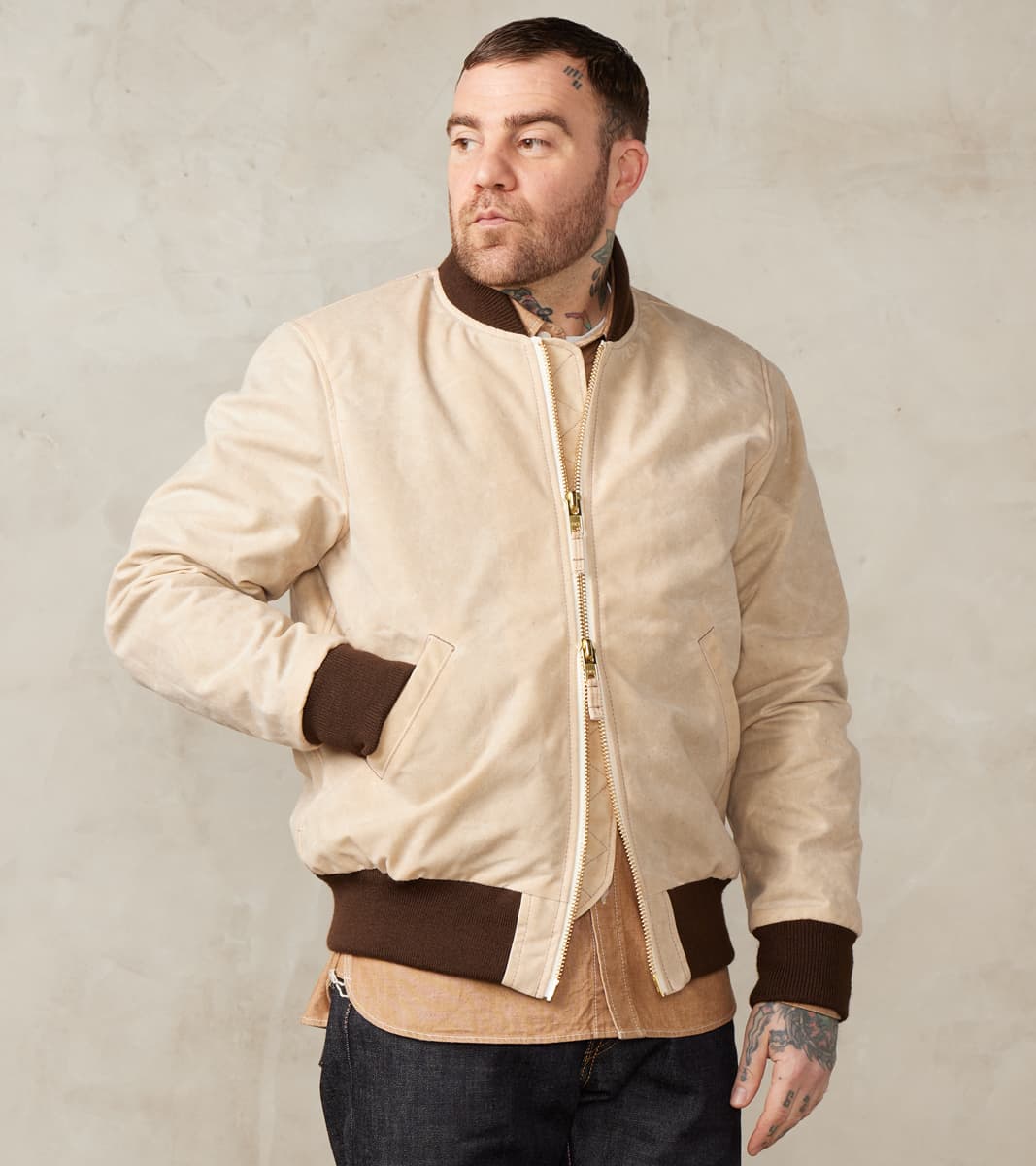 Dehen 1920 x Division Road Flyers Club Bomber - 10oz Martexin Waxed Army Duck - N…