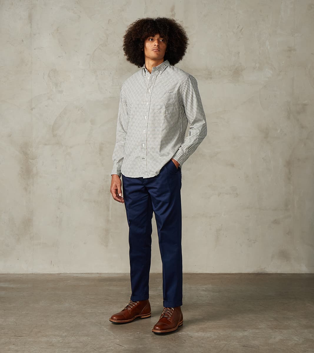 Enfield 078 Chino Trouser - Pleated Tapered - Navy Twill