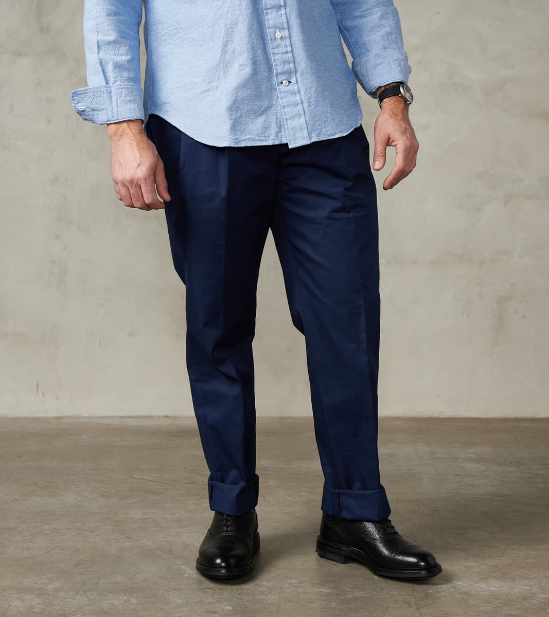 East Harbour Surplus Enfield 078 Chino Trouser - Pleated Tapered - Nav…