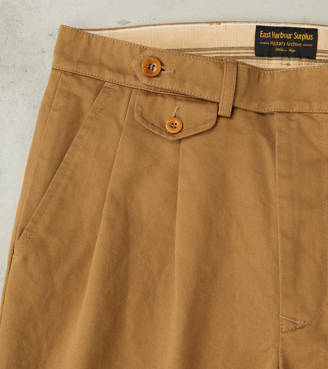 Enfield 121 Chino Trouser - Pleated Tapered - Beige Twill