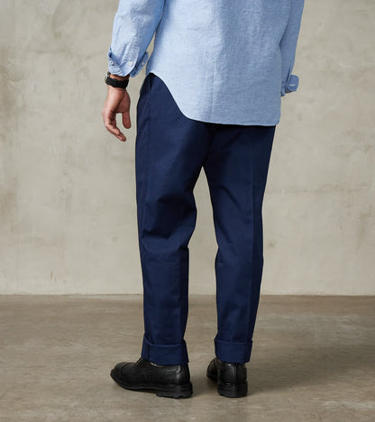 Enfield 078 Chino Trouser - Pleated Tapered - Navy Twill